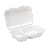 Click for a bigger picture.9" x 6" Bagasse 2 Compartment Lunch Box Pk250