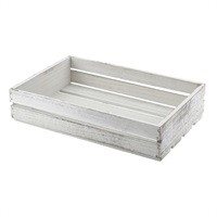 Click for a bigger picture.Genware White Wash Wooden Crate 35 x 23 x 8cm