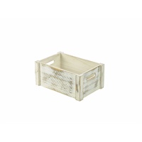 Click for a bigger picture.Genware White Wash Wooden Crate 34 x 23 x 15cm