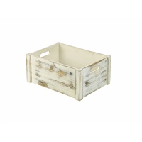 Click for a bigger picture.Genware White Wash Wooden Crate 41 x 30 x 18cm