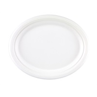 Click for a bigger picture.10" x 12" Bagasse Oval Plates Pk 500