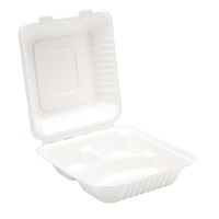 Click for a bigger picture.8" Bagasse 3 Compartment Meal Box Pk 200