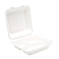 Click for a bigger picture.9" Bagasse 3 Compartment Meal Box Pk 200