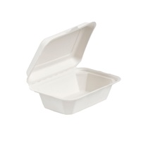 Click for a bigger picture.7"x 5" Bagasse Clamshell Lunch Box Pk 600