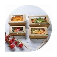 Click for a bigger picture.500ml PLA Tuck Top Kraft Window Salad Boxes Pk 500