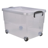 Click for a bigger picture.Storage Box 60L W/ Clip Handles On Wheels