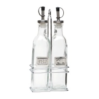 Click for a bigger picture.Square Glass Oil & Vinegar With Chrome Stand