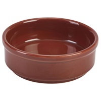 Click for a bigger picture.Genware Porcelain Terracotta Round Dish 10cm/ 4"