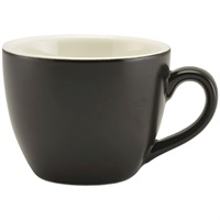 Click for a bigger picture.Genware Porcelain Matt Black Bowl Shaped Cup 9cl/ 3oz