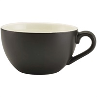 Click for a bigger picture.Genware Porcelain Matt Black Bowl Shaped Cup 17.5cl/ 6oz