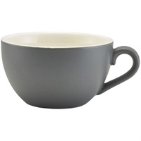 Click for a bigger picture.Genware Porcelain Matt Grey Bowl Shaped Cup 17.5cl/ 6oz