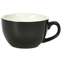 Click for a bigger picture.Genware Porcelain Black Bowl Shaped Cup 25cl/8.75oz
