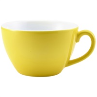 Click for a bigger picture.Genware Porcelain Yellow Bowl Shaped Cup 34cl/ 12oz