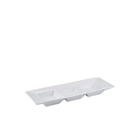 Click for a bigger picture.GenWare Porcelain Triple Dish 25.4 x 9cm/ 10 x 3.5"