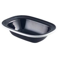 Click for a bigger picture.Enamel Pie Dish Black with White Rim 16cm