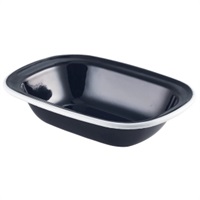 Click for a bigger picture.Enamel Pie Dish Black with White Rim 18cm