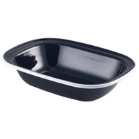 Click for a bigger picture.Enamel Pie Dish Black with White Rim 20cm