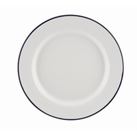 Click for a bigger picture.Enamel Wide Rim Plate White & Blue 24cm