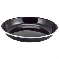 Click for a bigger picture.Enamel Rice/Pasta Plate Black with White Rim 24cm