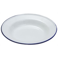Click for a bigger picture.Enamel Deep Plate White & Blue 24cm