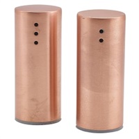 Click for a bigger picture.Copper Plated Straight Sided Salt & Pepper Set 7.5cm