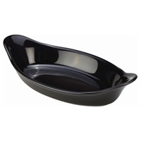 Click for a bigger picture.GenWare Stoneware Black Oval Eared Dish 16.5cm/6.5"