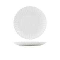 Click for a bigger picture.Incise Porcelain Scalloped Coupe Plate 26cm
