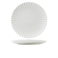 Click for a bigger picture.Incise Porcelain Scalloped Coupe Plate 30cm