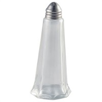 Click for a bigger picture.Glass Lighthouse Salt Shaker Silver Top