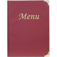 Click for a bigger picture.A4 Menu Holder Wine Red 8 Pages
