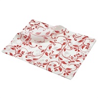 Click for a bigger picture.Greaseproof Paper Red Floral Print 25 x 20cm