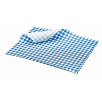 Click for a bigger picture.Greaseproof Paper Blue Gingham Print 25 x 20cm