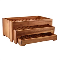 Click for a bigger picture.GenWare Acacia Wood 3 Tier Display Stand GN 1/1