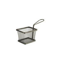 Click for a bigger picture.Black Serving Fry Basket Rectangular 10 x 8 x 7.5cm