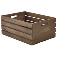 Click for a bigger picture.Genware Dark Rustic Wooden Crate 41 x 30 x 18cm