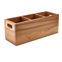 Click for a bigger picture.GenWare Acacia Wood 3 Compartment Cutlery Box