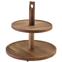 Click for a bigger picture.GenWare Acacia Wood Two Tier Cake Stand