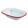 Click here for more details of the Enamel Rect. Pie Dish White with Red Rim 16cm