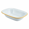 Click here for more details of the Enamel Rect. Pie Dish White with Yellow Rim 20cm