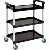 Genware Small 3 Tier PP Trolley Black Shelves